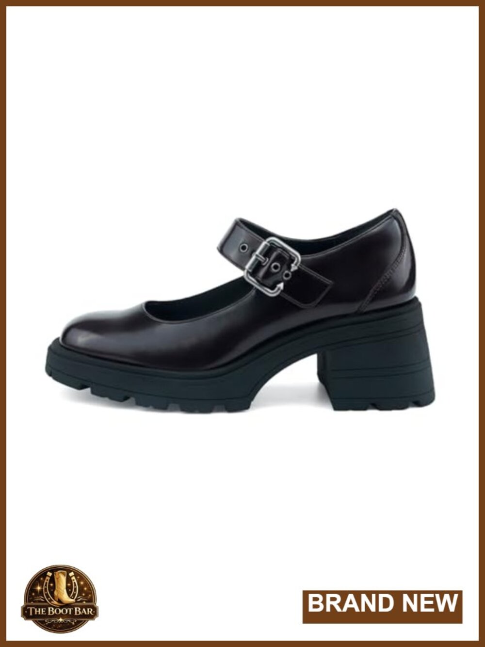 Chunky Platform Mary Jane Pumps with Buckle PU